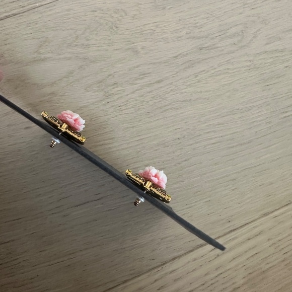 Elizabeth Cole Pink Floral and Citrine Bead Fan Earrings - NWOT - Picture 9 of 11